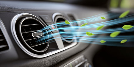 Modern Automotive Climate Control System with Air Conditioning, Vent Grilles, and Airflow Designの素材