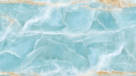 Stylish Aqua Onyx Surface with Turquoise Veins and Beige Streaks for Luxury Wallpaper Designの素材