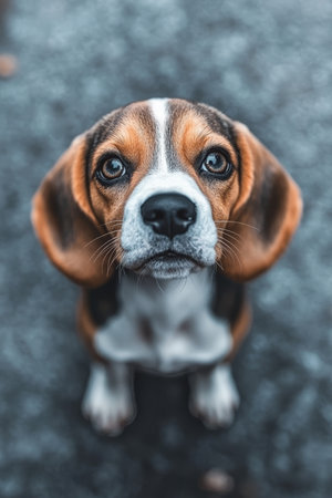 Charming Beagle Displaying Affection and Loyalty in a Heartwarming Studio Portrait Sessionの素材