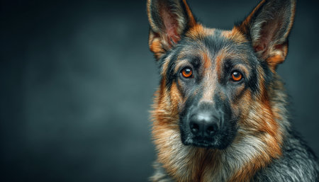 A Majestic German Shepherd with Intense Gaze, Capturing Loyalty and Intelligence in Portraitの素材