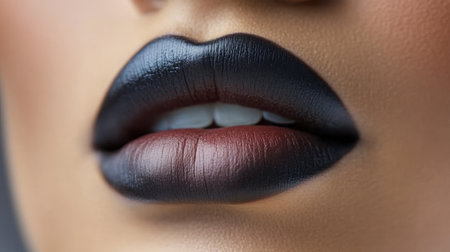 Stunning Dark Gradient Lips with a Captivating Contrast, Perfect for Fashion and Beauty Photographyの素材
