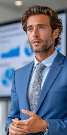 Captivating financial analysis presentation engages colleagues with clear visuals and data.の素材