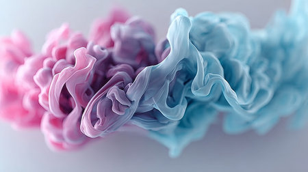 Abstract Fusion of Watery Paint Flow Motion with Soft Pastels on a Colorful Artistic Backdropの素材