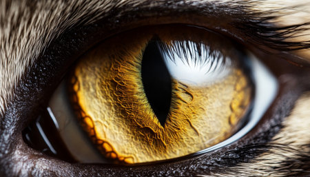 Close-Up of a Cat s Intense Gaze, Highlighting Unique Eye Features and Intriguing Expressionの素材