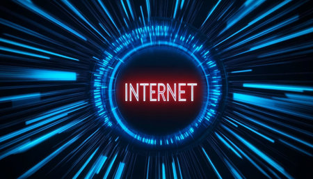 High Speed Internet Connection Performance Test with Circular Gauge and Digital Display for Usersの素材