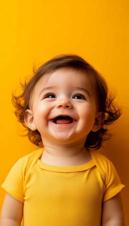 Charming Infant with Bright Eyes and Sweet Smile, Radiating Joy and Happiness in Family Momentsの素材