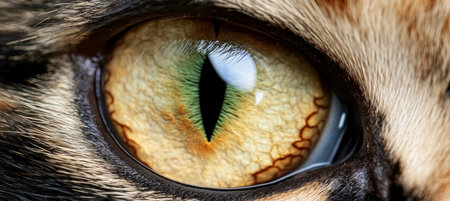 Mesmerising Close-Up Reveals the Emerald Depths of a Cat s Eye with Hypnotizing Golden Furの素材