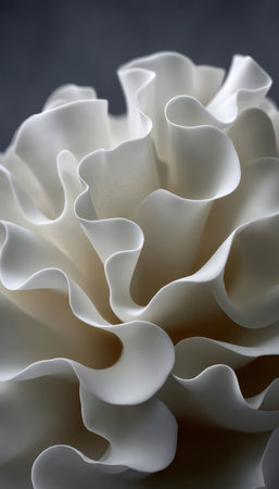 Elegant Abstract Composition of White Undulating Waves on a Dark Surface Creating Visual Illusionの素材