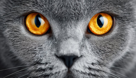 Charming Portrait of a Scottish Fold Cat with Expressive Eyes on a Soft Gray Backgroundの素材