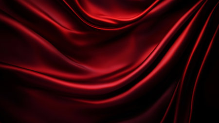 Elegant Silky Red Drapery with a Luxurious Velvet Texture Creating a Romantic Atmosphere in Designの素材