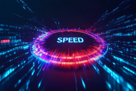 Futuristic High-Speed Technology Fast Network Connectivity and Website Speed Test Meterの素材