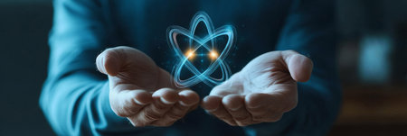 Futuristic Light Emitting Molecular Structure, Symbolic Science Concept, Digital Art Representationの素材