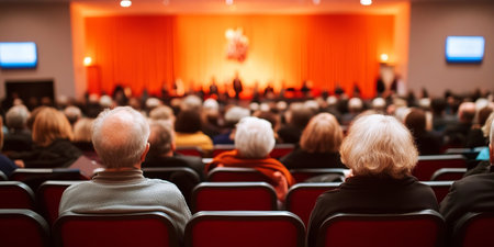 Engaged Audience Attending a Conference on Retirement and Social Welfare for Seniors Communityの素材