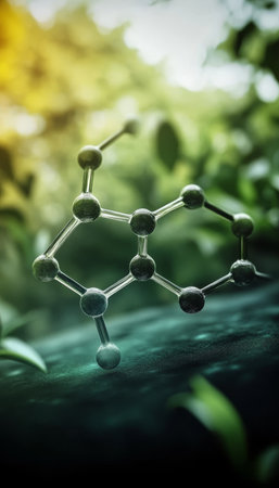 Molecular Structure of Theanine from Green Tea Leaves, Detailed Close-Up of Chemical Compositionの素材