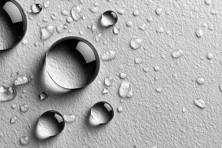 Close Up of Water Droplets on a Textured Surface, Capturing the Beauty of Nature s Reflectionsの素材