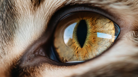 Stunning Close-Up of a Cat s Golden Eye, Capturing Intricate Details and Feline Majestyの素材