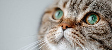 Charming Tabby Cat with Alluring Green Eyes Exuding Character in a Cozy Domestic Settingの素材