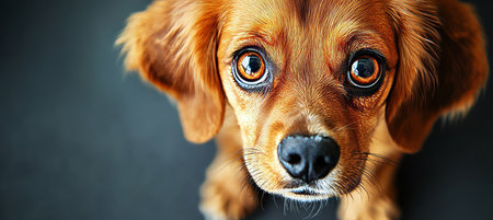 Captivating Canine Gaze Portrait of a Tender Young Dog with Soulful Eyes and Playful Spiritの素材