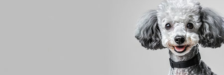 Elegant Poodle Portrait on Clean Gray Backdrop, Radiating Charm with Expressive Eyes and Graceの素材