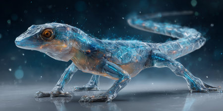 Futuristic Lizard Inspired by Advanced Technology in a Digital Realm of Innovation and Creativityの素材