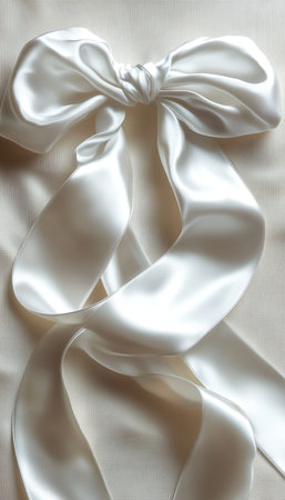 Elegant White Abstract Presentation Banner Design Featuring Flowing Silk Ribbons and Texturesの素材