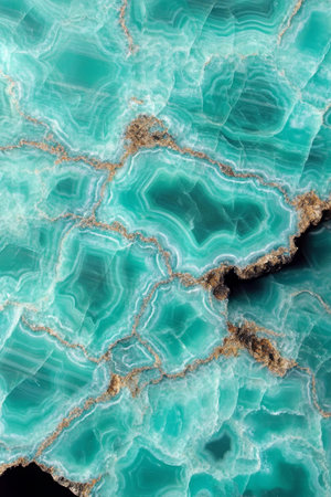 Exquisite Turquoise Onyx Slab with Flowing Bands and Abstract Patterns for Elegant Interior Designの素材