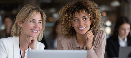 Empowered Women in Business Collaborating on Strategies for Growth in a Modern Office Environmentの素材