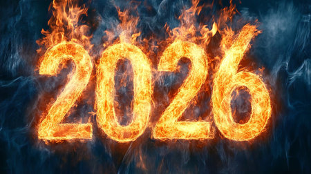 Fiery Beginning of the New Year A Blaze of Energetic Anticipation for Two Thousand Twenty Sixの素材