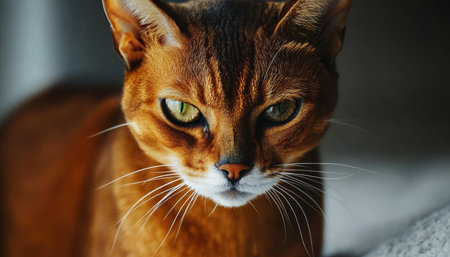 Charming Portrait of an Abyssinian Cat, Showcasing Its Unique Features and Expressive Eyes in Studioの素材