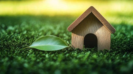 Cozy Small Home Nestled in Lush Greenery and Bright Flowers in a Tranquil Garden Settingの素材