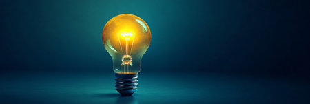 Illuminated Lightbulb Symbolizing Innovation and Creative Solutions in Business and Idea Generationの素材