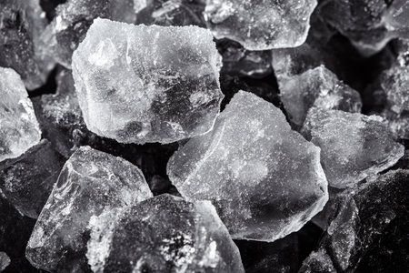 Cold and Raw Ice Shards Creating a Unique Icy Texture, Geometric Chunks Reflecting Light Patternsの素材