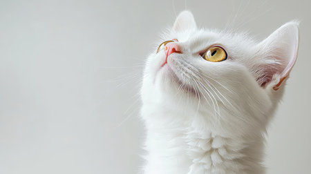 Captivating Grace of a Turkish Angora Alluring Feline with Snow-White Elegance and Charm.の素材