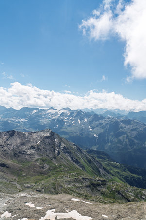 Alpine Splendor Majestic Mountains Under a Clear Sky in Summer, Austria, Europeの写真素材
