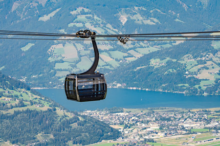 Scenic Cable Car Ride in Kaprun, austria alps A Breathtaking Mountain Adventure in Austrian Alps.の写真素材