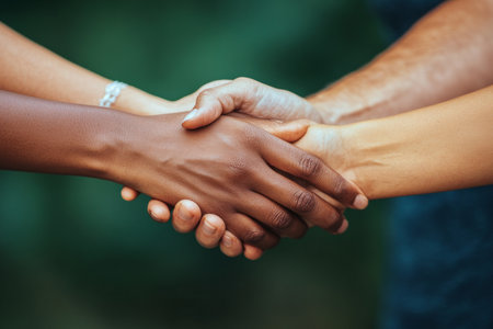 Diverse Hands Coming Together in Unity, Symbolizing Empowerment, Support, and Collaboration for Allの素材