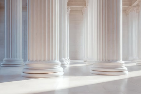 Detailed View of Classical Architecture Featuring Elegant Columns and Ornate Interiors in Light Huesの素材