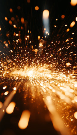 Stunning Fireworks Display with Golden Sparks and Glowing Trails Lighting Up the Night Skyの素材