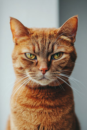 Charming Orange Feline Gazing at Camera, Showcasing Smooth Coat and Captivating Attitudeの素材