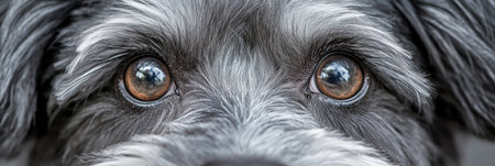 Soulful Shih Tzu Gaze with Captivating Brown Eyes, A Whiskered Friend on Neutral Gray Backgroundの素材