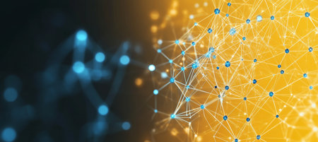 Futuristic Network Background with Interconnected Dots and Lines for Data Visualizationの素材