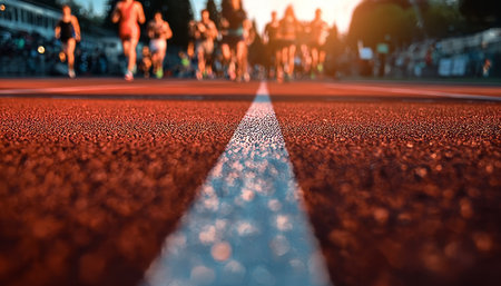Energetic athletes competing on the track, showcasing dedication and perseverance during training.の素材
