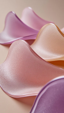 Dreamlike Backdrop Featuring Frosted Wavy Surfaces and Elegant Curved Satin Texture for Visualsの素材