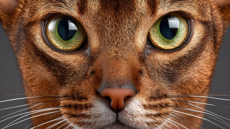 Elegant Singapura Cat with Striking Eyes, Captivating Portrait in Detail, Beautiful Pet Imageの素材