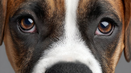 Close Up Portrait of an Adorable Boxer Dog with Expressive Eyes and Friendly Expressionの素材