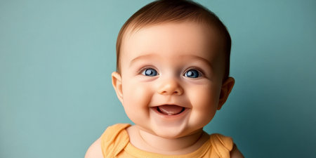 Adorable Infant Radiating Pure Joy with a Bright Smile, Sparkling Eyes, and Cheerful Expressionの素材