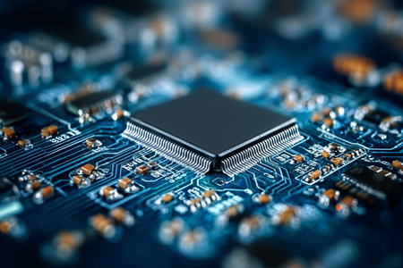 Semiconductor Processor Connectivity Illustration with Circuit Board Elements and Terminalsの素材