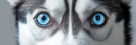 Majestic Husky with Striking Blue Eyes Gazing Intently, Capturing the Soul of This Beautiful Breedの素材