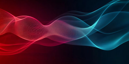 Abstract Dynamic Waves Illustration on Dark Background for Modern Digital Art and Design Trendsの素材