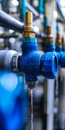 Leakage from an Aged Industrial Valve Indicating Mechanical Malfunction Needing Urgent Repairの素材